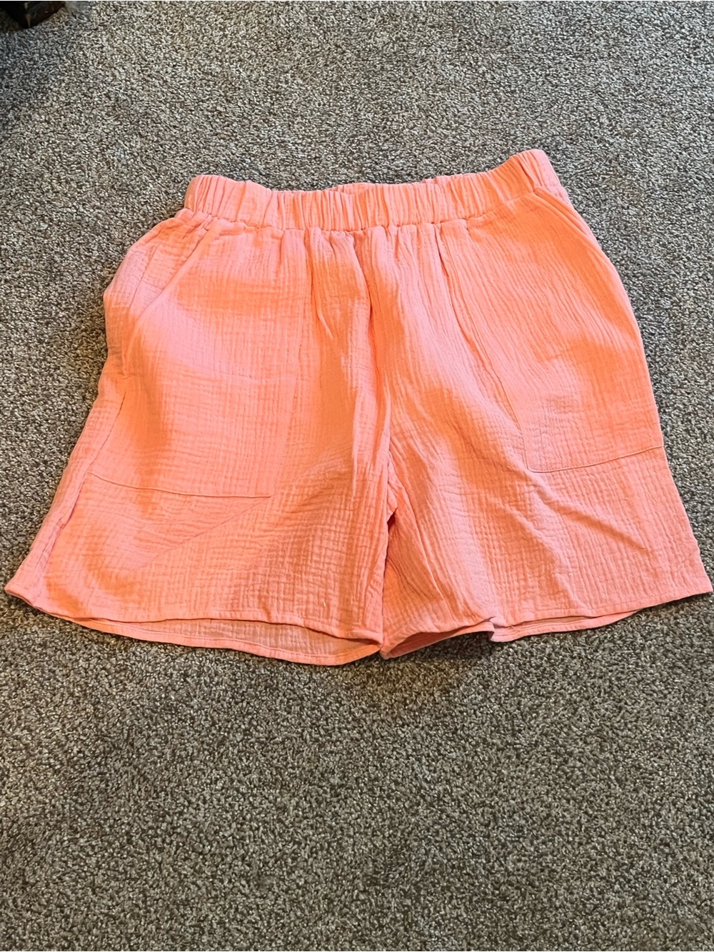 Women’s Light Coral Medium Brand New Gauze Elastic Waist Shorts by Eightyfive